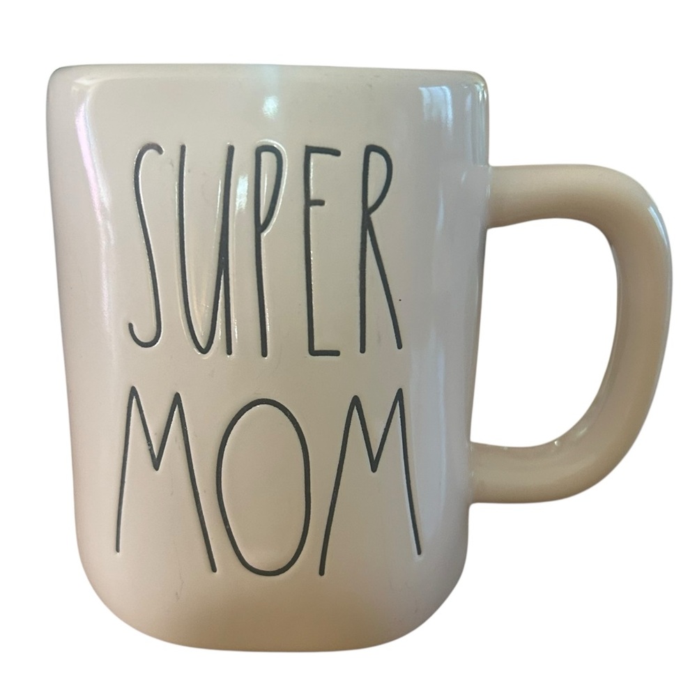 Rae Dunn By Magenta Super Mom White Ceramic Coffee Tea Mug Cup